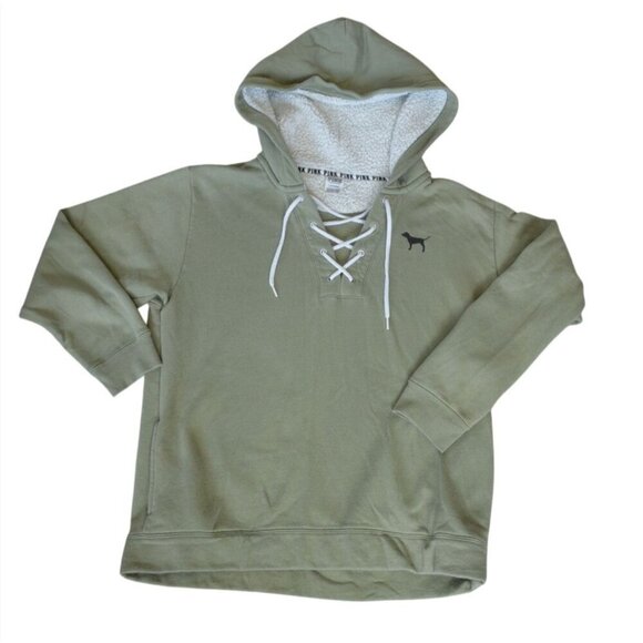 Victoria's Secret PINK Sage Green Pullover Hoodie Womens Size L Loungewear Activ - Picture 11 of 11